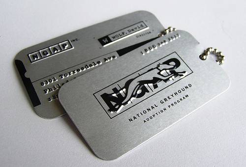 Dog tag business cards.