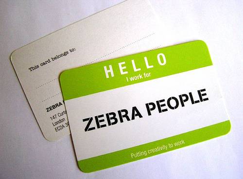 Another “Hello” badge business card.